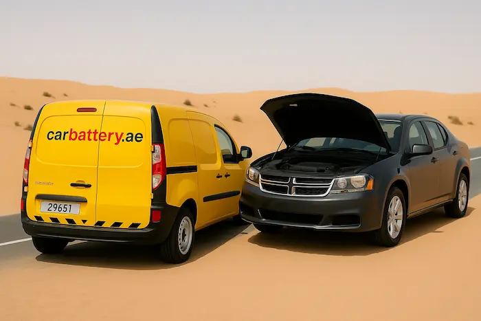 Professional car battery services in Dubai.