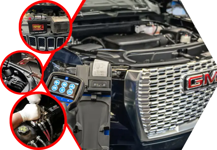 Technician replacing a GMC car battery at a customer’s location in Dubai