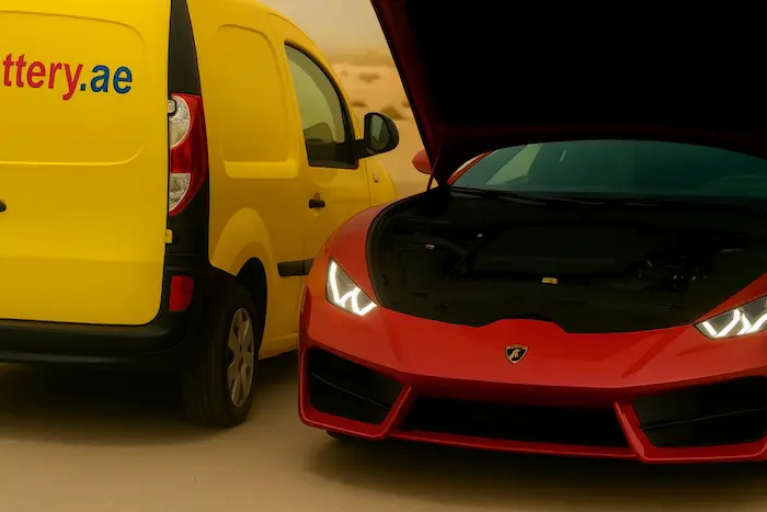 Technician performing Lamborghini battery service