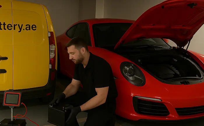 Porsche car parked in an urban setting