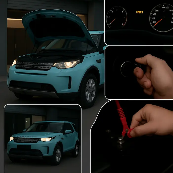 Range Rover dashboard showing warning indicators