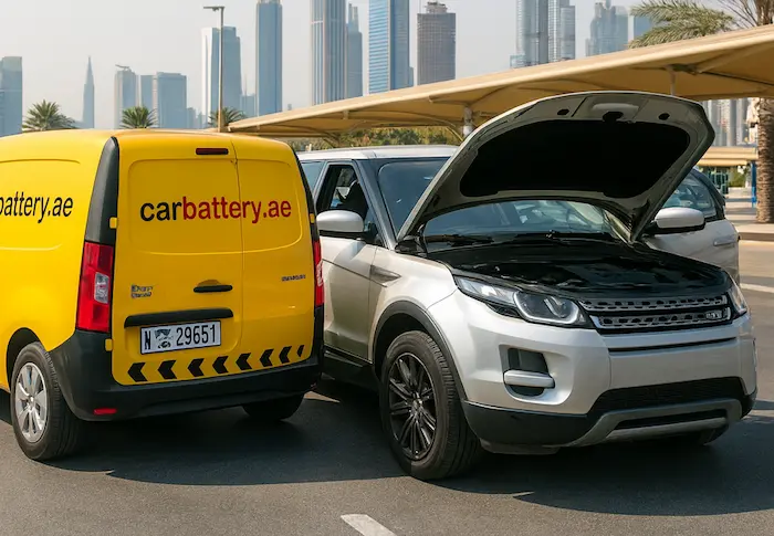 Technician providing professional car battery replacement service