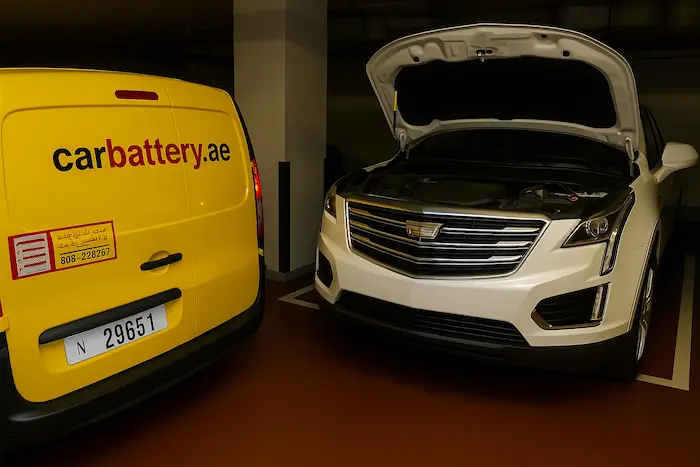 Mechanic examining a failed car battery in a workshop